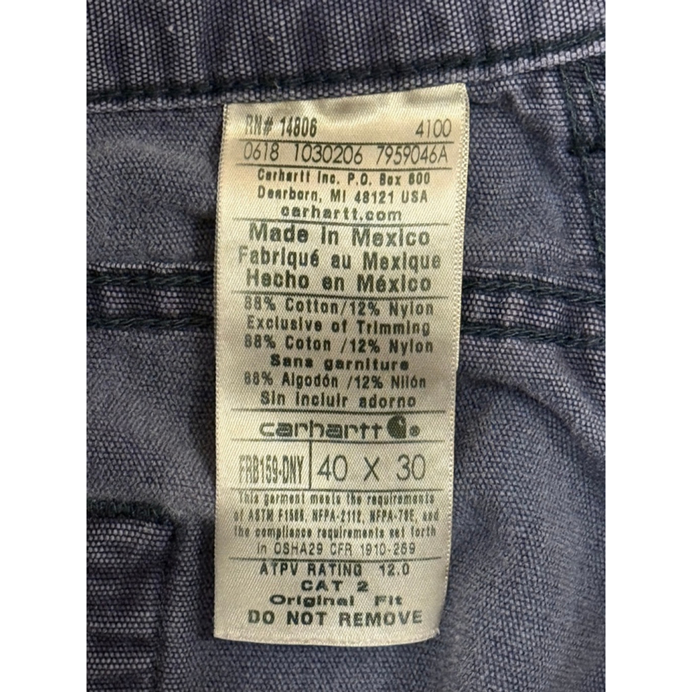 Carhartt FR Flame Resistant Work Pants Men’s 40x30 Original Fit Blue CAT 2​ - Picture 9 of 9